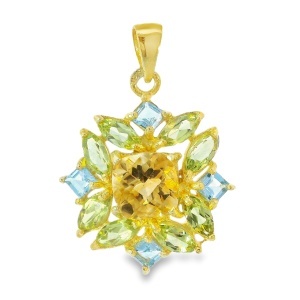 Pandantiv Argint suflat Aur 585 Citrin si Peridot Madukshia