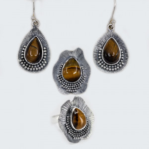 Set Argint Ochi de Tigru Zeenat