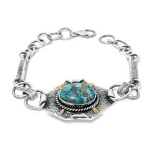 Bratara Argint Blue Copper Turquoise Thrissur