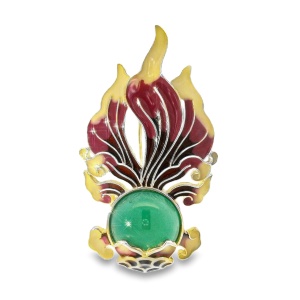 Brosa Argint suflat Aur 585 Agata Verde Yu