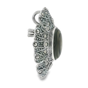 Brosa-Pandantiv Argint cu Marcasite si Sidef Abalone Kwanjai - Img 2