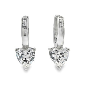 Cerce inimai Argint cu sistem de inchidere tip huggies Cubic Zirconia Felicite