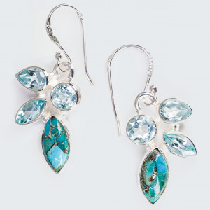 Cercei Argint Blue Copper Turquoise Iravati