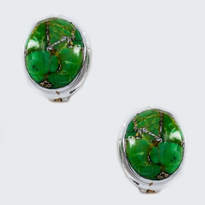 Cercei Argint cu inchidere englezeasca Green Copper Turquoise Yogasree