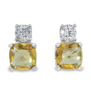 Cercei Argint cu surub Sultanit de laborator si Cubic Zirconia Sophia