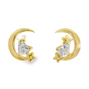 Cercei din Argint suflat Aur 585 cu surub Cubic Zirconia Yasmine