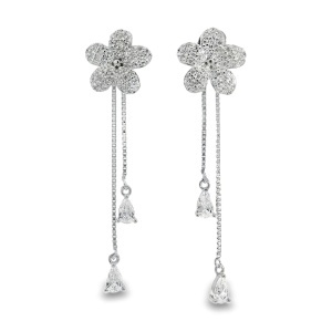 Cercei lungi din Argint cu surub Cubic Zirconia Violette