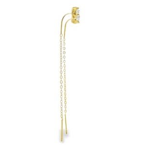 Cercei lungi din Argint suflat Aur 585 Cubic Zirconia Paloma - Img 2