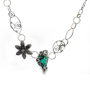 Colier Argint Blue Moon Turquoise Swastima