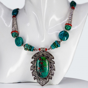 Colier Argint Statement Turquoise Monisha - Img 3