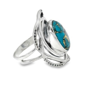 Inel Argint Blue Copper Turquoise Gunjan - Img 2