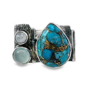 Inel Argint Blue Copper Turquoise Omna