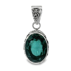 Pandantiv Argint Realizat Manual Quartz Verde Divya