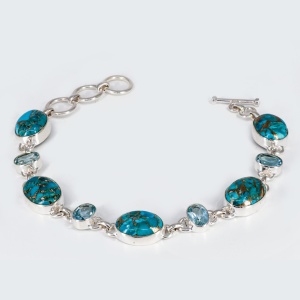Bratara Argint Blue Copper Turquoise Dayani