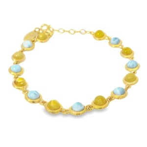 Bratara Argint Chihlimbar si Larimar Oliwia