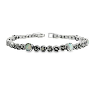 Bratara Argint Marcasite si Opal de Sinteza Darpan