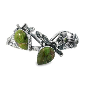 Bratara Fixa Argint Green Copper Turquoise Aghnya