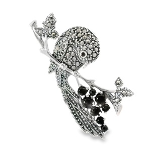 Brosa Argint cu Marcasite Corinne Black