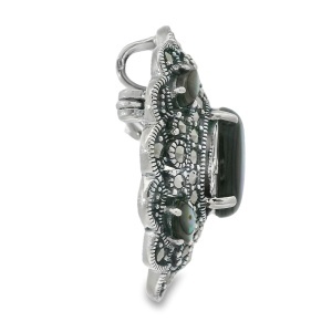 Brosa-Pandantiv Argint cu Marcasite si Sidef Abalone Lamana - Img 2