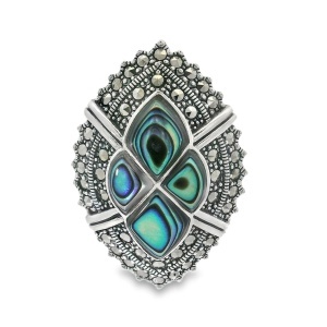 Brosa-Pandantiv Argint cu Marcasite si Sidef Abalone Solada