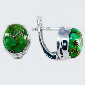 Cercei Argint cu inchidere englezeasca Green Copper Turquoise Yogasree - Img 2