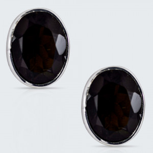 Cercei argint cu surub Mohini Quartz Smokey
