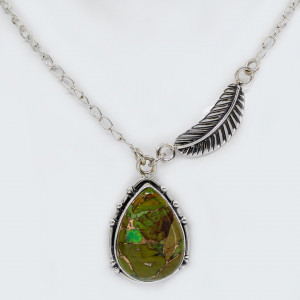 Colier Argint Green Copper Turquoise Kalyani