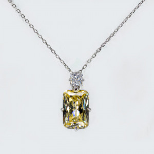 Colier Argint Zirconia Josephine Galben