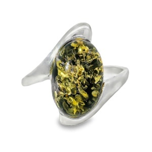Inel Argint Chihlimbar Baltic Verde Giedre