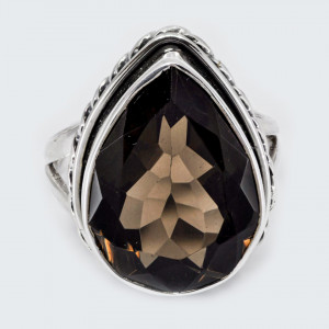 Inel Argint Quartz Smokey Ovya