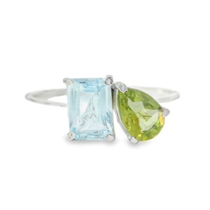 Inel Argint Topaz si Peridot Sivia