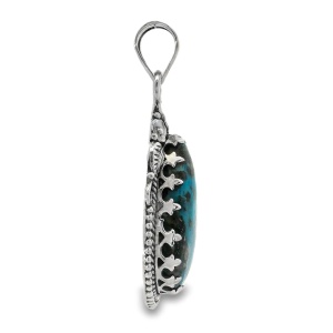 Pandantiv Argint Realizat Manual Turquoise Tibetan Brishti - Img 2