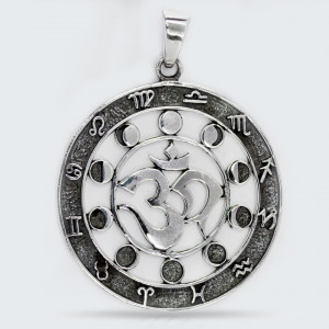 Pandantiv argint unisex fazele lunii zodiac Ohm