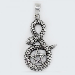 Pandantiv argint unisex Snake Pentagram