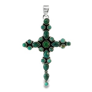 Pandantiv-Cruce Argint Chrysocolla Maleesha