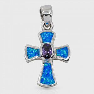 Pandantiv Opal Small Amethyst Cross