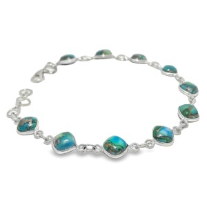 Bratara Argint Green Copper Turquoise Shivani - Img 2