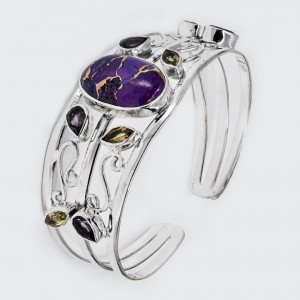 Bratara Fixa Argint Purple Copper Turquoise Adritiya