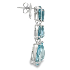 Cercei Argint cu sistem de inchidere cu surub Cubic Zirconia Albastru Flor - Img 2