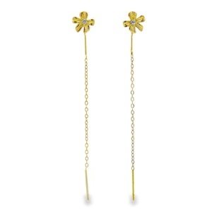 Cercei lungi din Argint suflat Aur 585 Cubic Zirconia Fleur