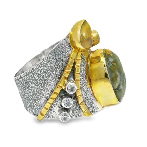 Inel Argint cu elemente suflate in Alama Jasp Bumblebee Khushi - Img 2