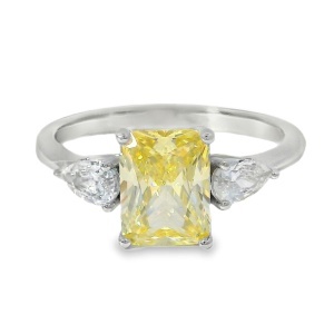 Inel Argint Cubic Zirconia Galben-Sampanie Julia