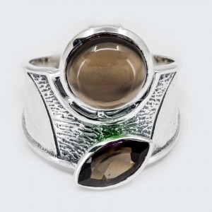Inel Argint Smokey Cabochon Gyalwa