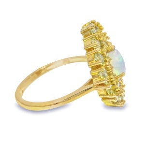 Inel Argint suflat Aur 585 Opal Etiopian si Peridot Vanshika - Img 2