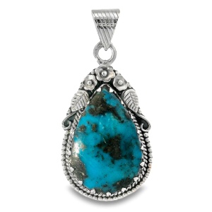 Pandantiv Argint Realizat Manual Turquoise Tibetan Brishti
