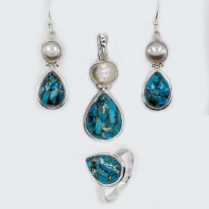 Set Argint Blue Copper Turquoise Perla Ifrith