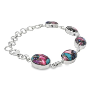 Bratara Argint Turquoise Oyster Roz Gijrah - Img 2
