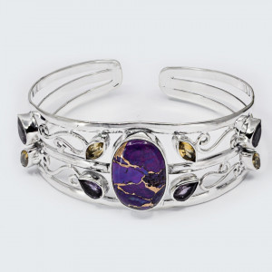 Bratara Fixa Argint Purple Copper Turquoise Adritiya - Img 2
