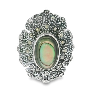 Brosa-Pandantiv Argint cu Marcasite si Sidef Abalone Kwanjai