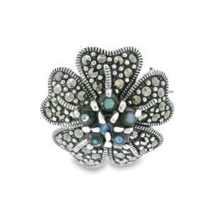 Brosa-Pandantiv Argint cu Marcasite si Sidef Abalone Ploy
